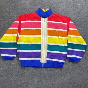 Vintage Rainbow Windbreaker Zip Up Jacket Track Jacket Bovattini XL